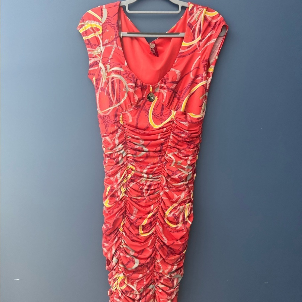 Apple Bottoms Red and Yellow Swirl Midi Dress